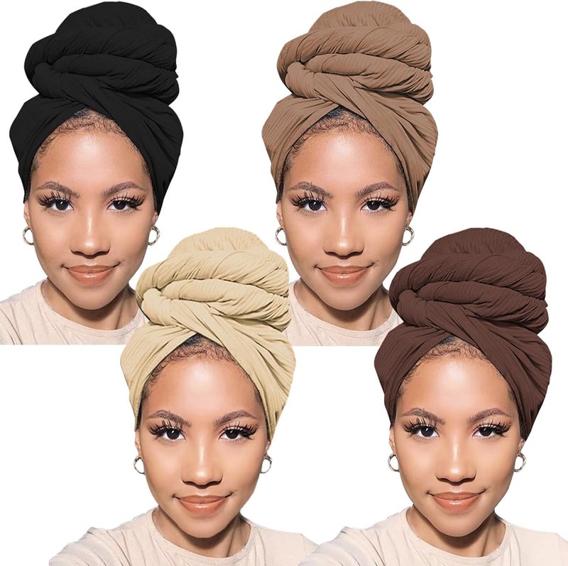 PWEOUKE Head Wraps for Black Women African Head Wrap Lightweight for Women Long Plain Turban Hair Scarf Scarves - Image 1